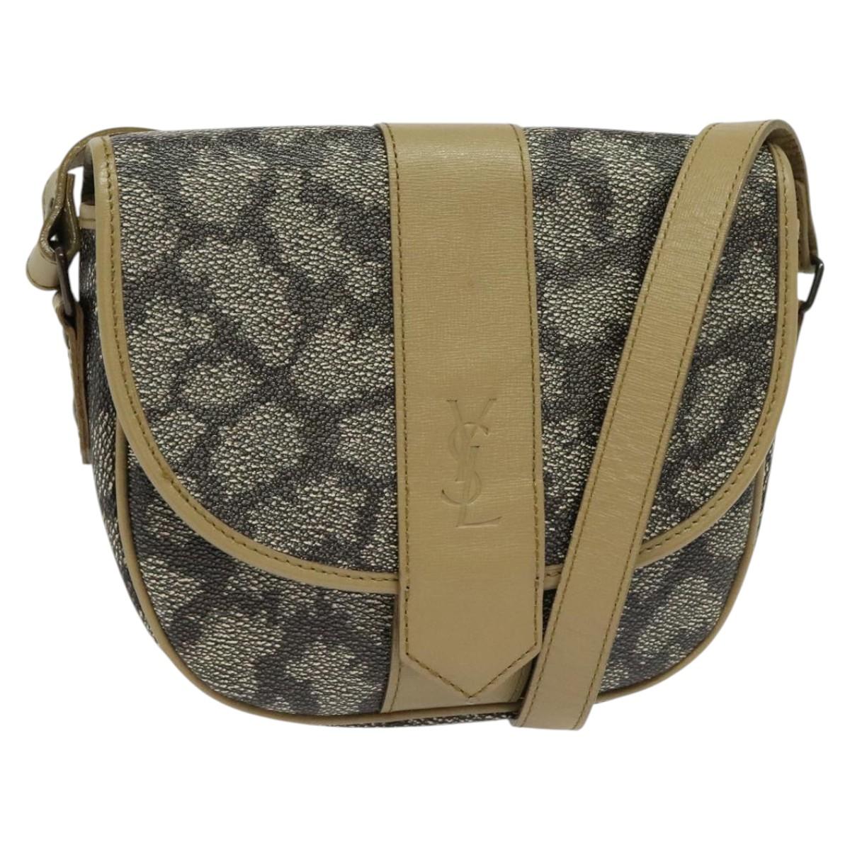 SAINT LAURENT Shoulder Bag PVC embossed Gray Auth BA782