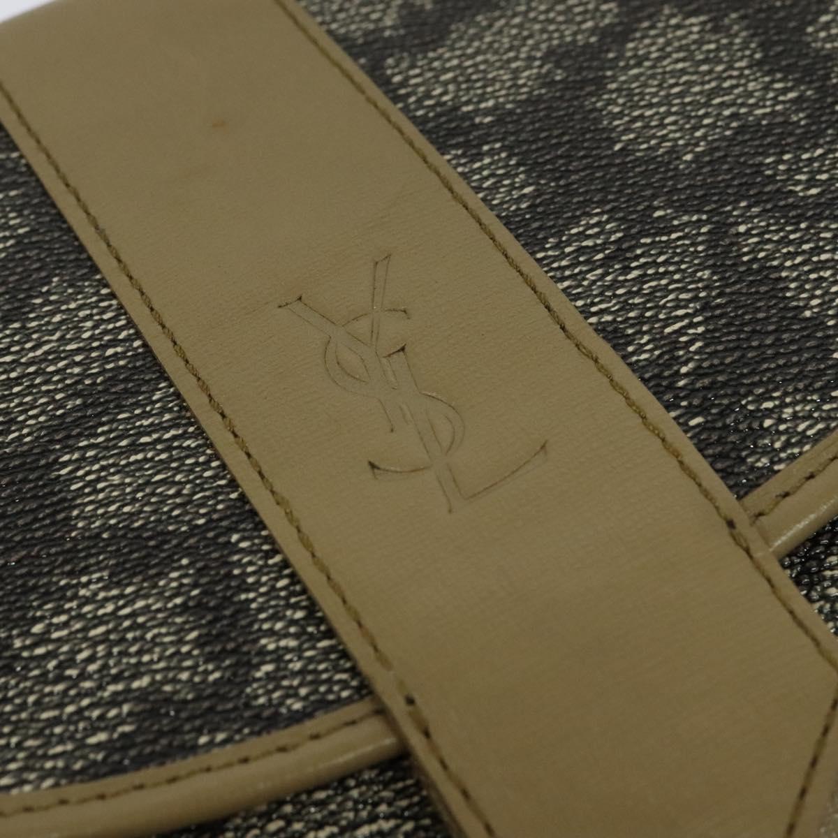 SAINT LAURENT Shoulder Bag PVC embossed Gray Auth BA782