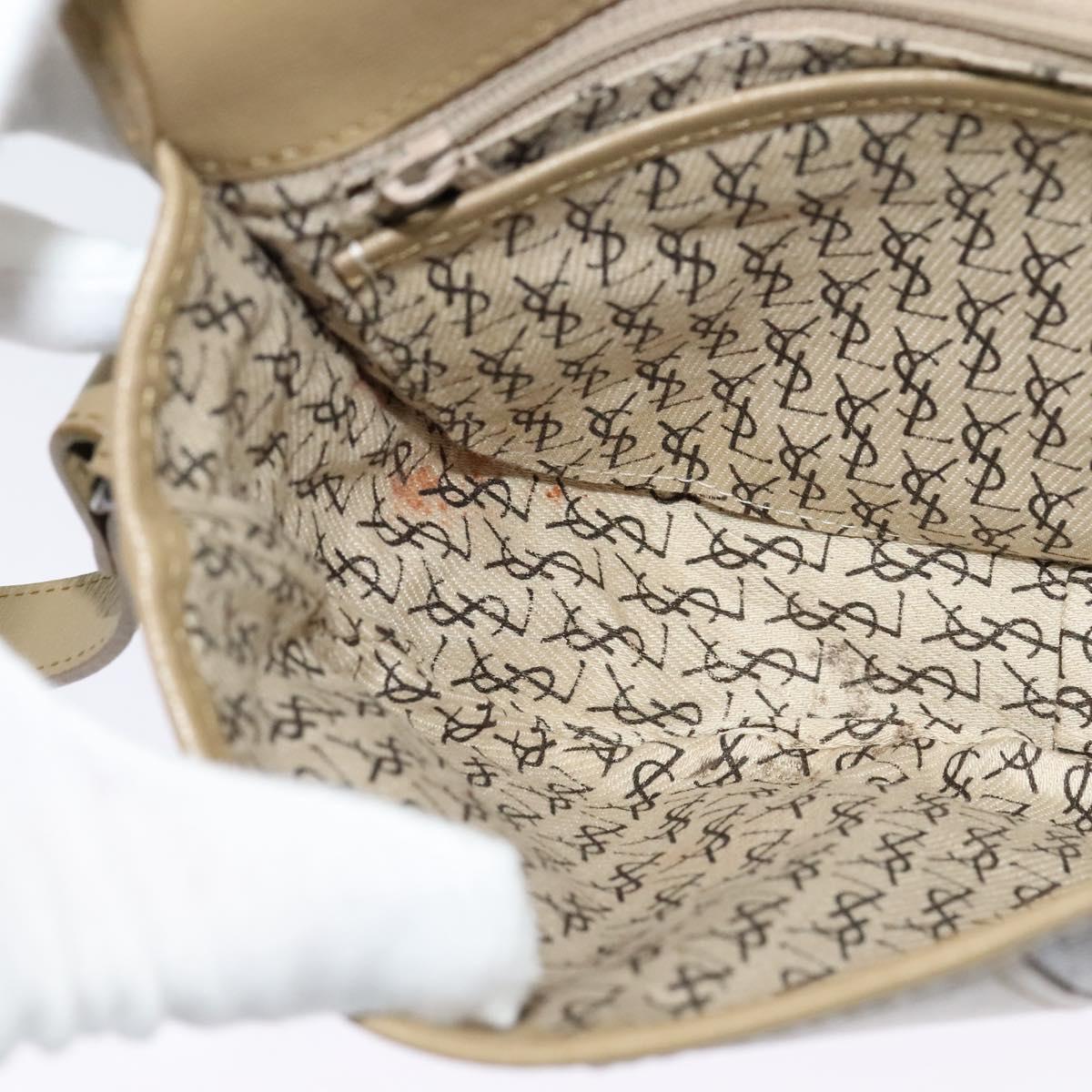 SAINT LAURENT Shoulder Bag PVC embossed Gray Auth BA782