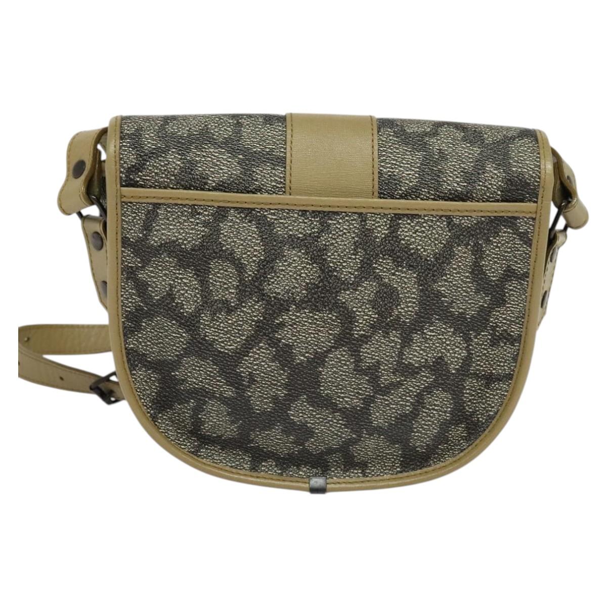 SAINT LAURENT Shoulder Bag PVC embossed Gray Auth BA782