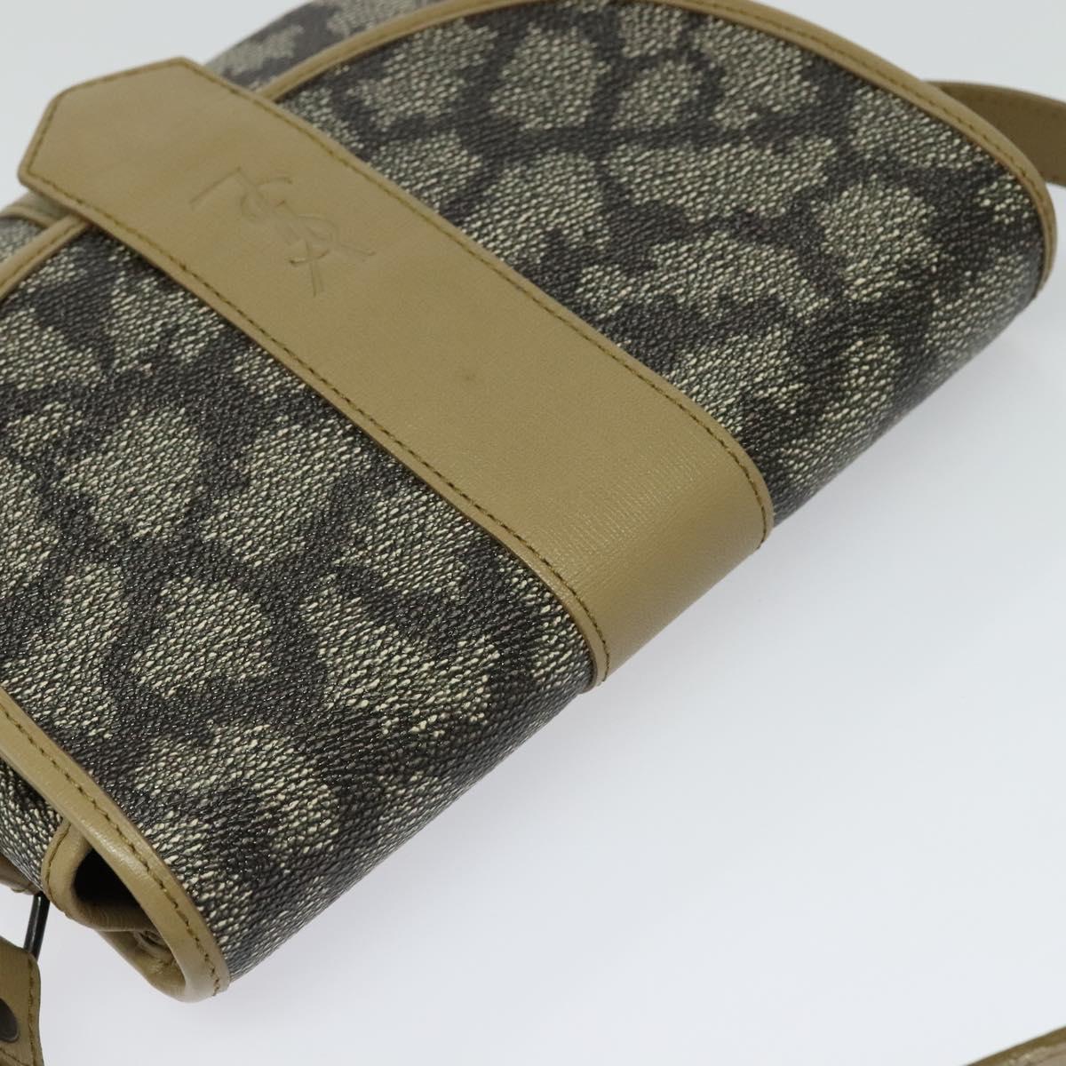 SAINT LAURENT Shoulder Bag PVC embossed Gray Auth BA782