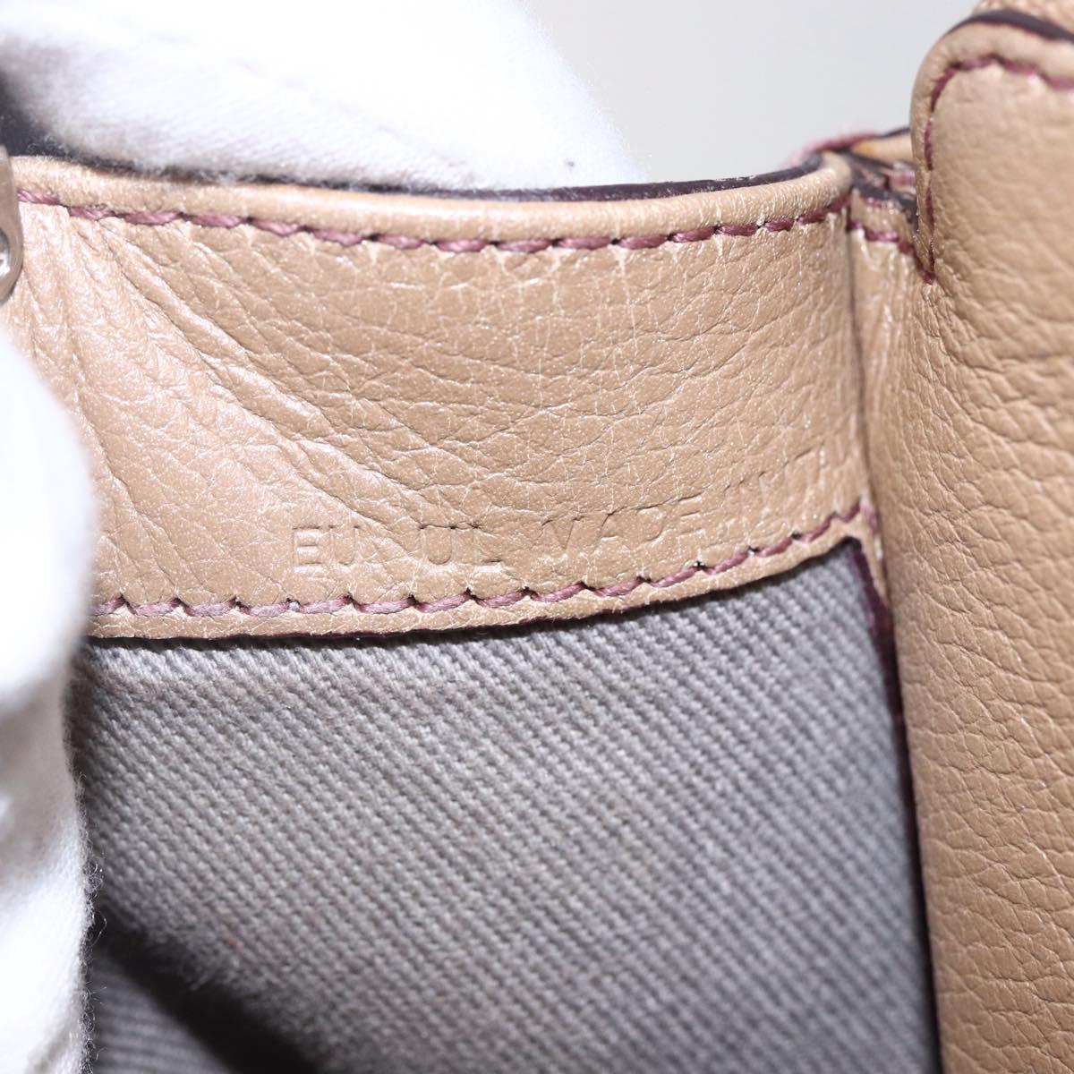 CARTIER Mini C De Cartier Hand Bag Leather 2way Beige Silver Auth BA7820