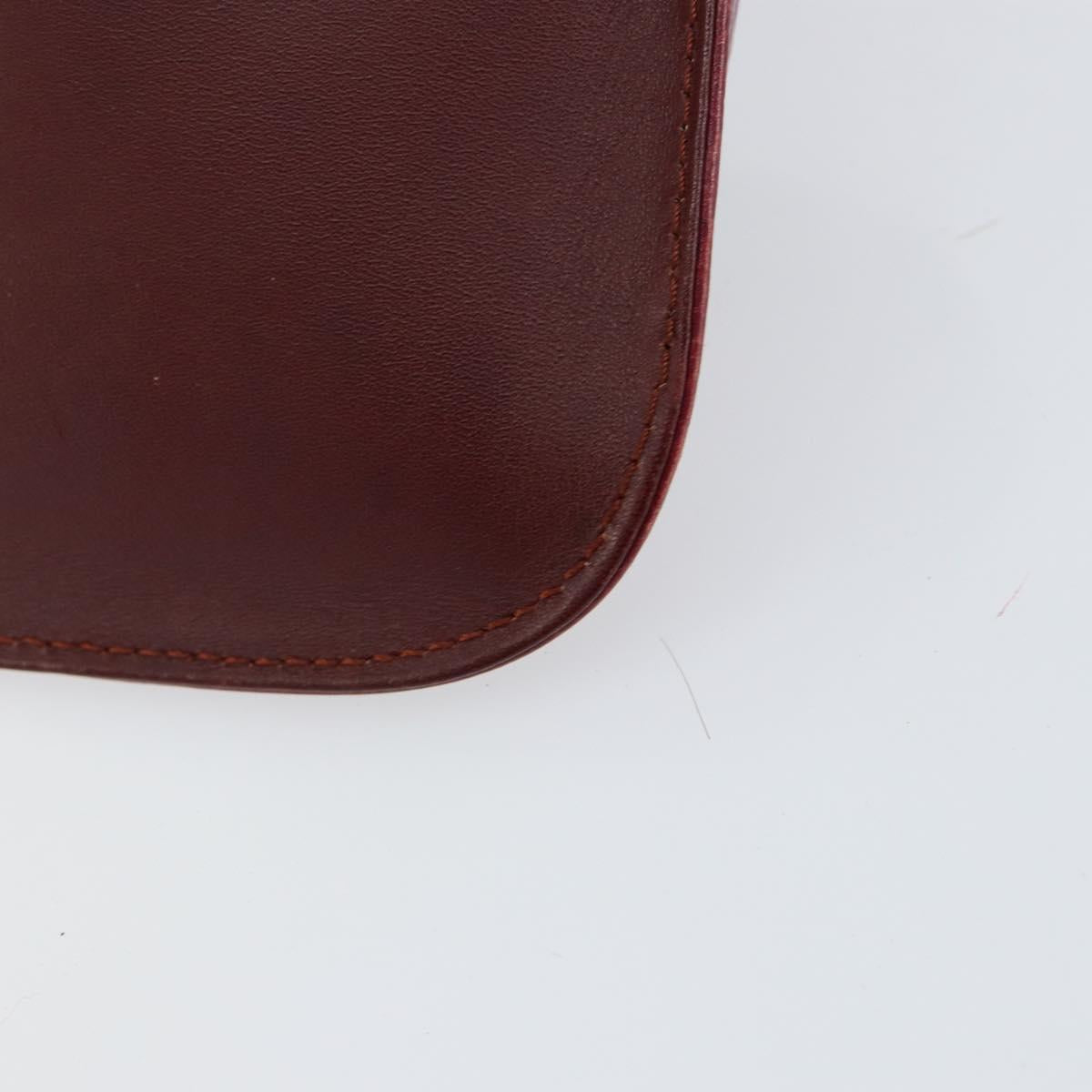 CARTIER Must Line Clutch Bag Leather Bordeaux Gold Auth BA7821