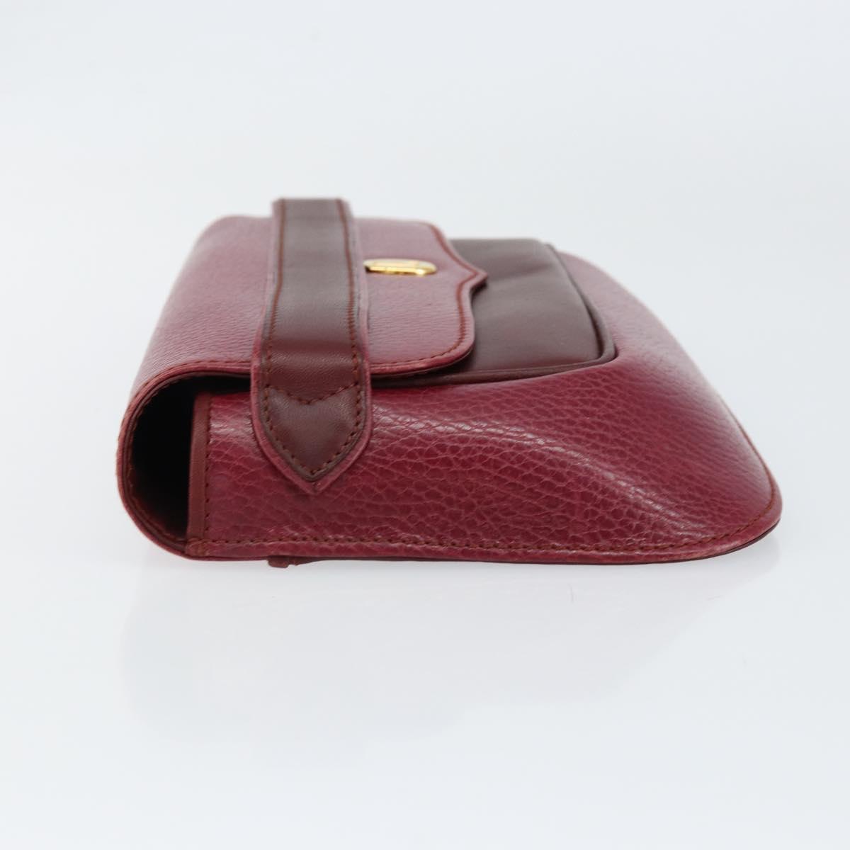 CARTIER Must Line Clutch Bag Leather Bordeaux Gold Auth BA7821