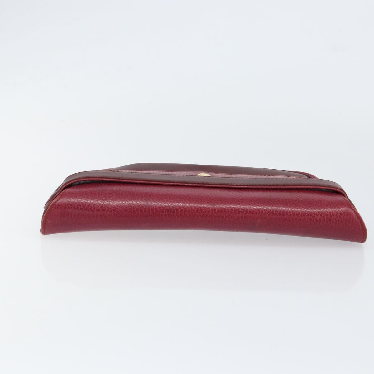 CARTIER Must Line Clutch Bag Leather Bordeaux Gold Auth BA7821