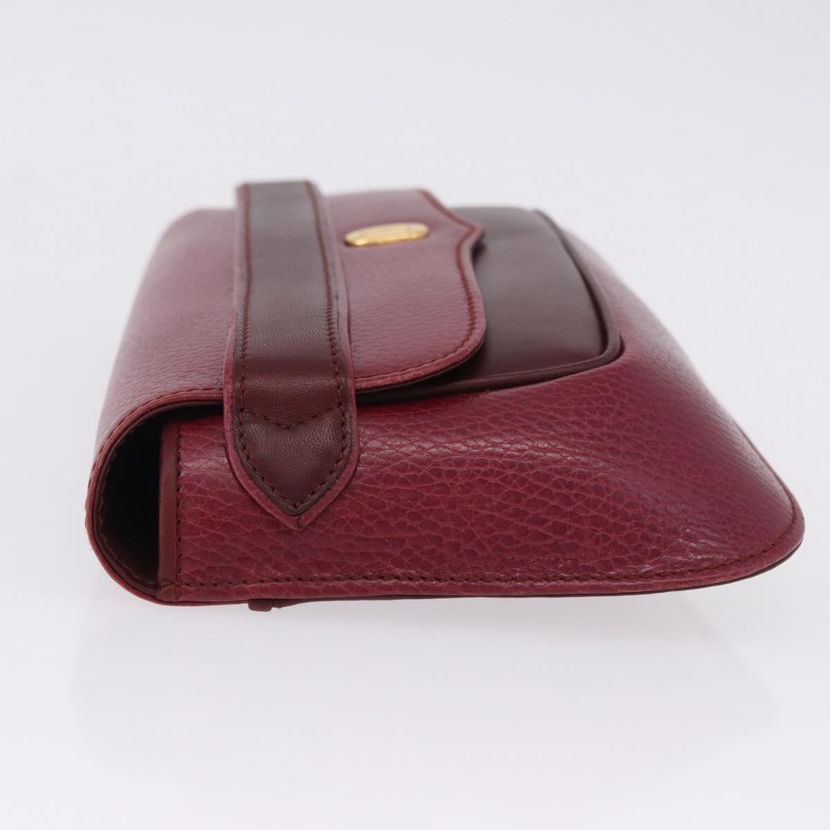 CARTIER Must Line Clutch Bag Leather Bordeaux Gold Auth BA7821