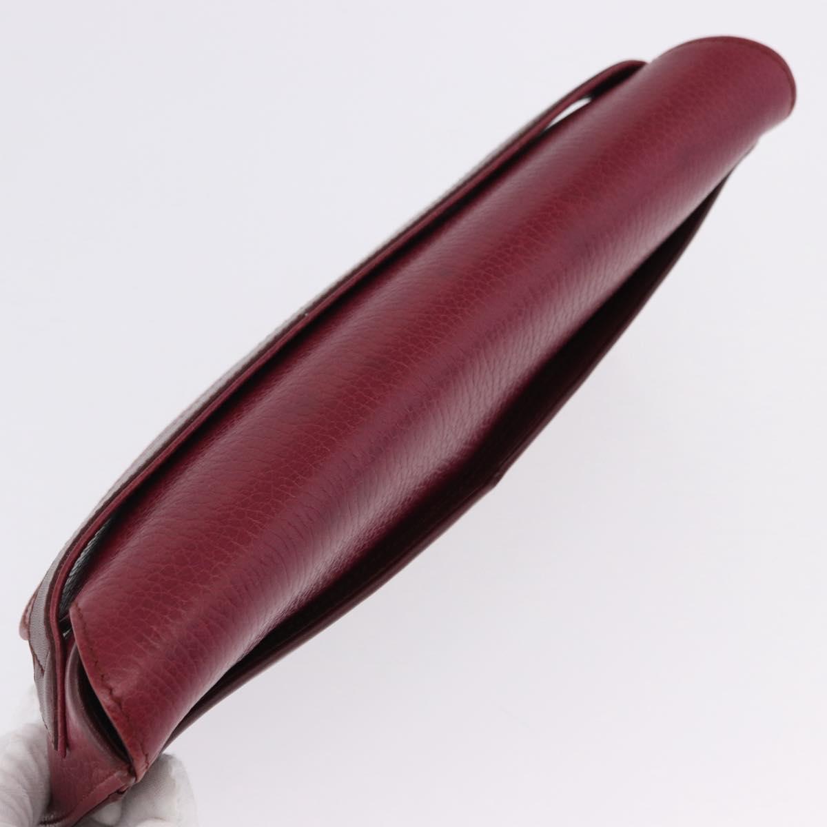 CARTIER Must Line Clutch Bag Leather Bordeaux Gold Auth BA7821