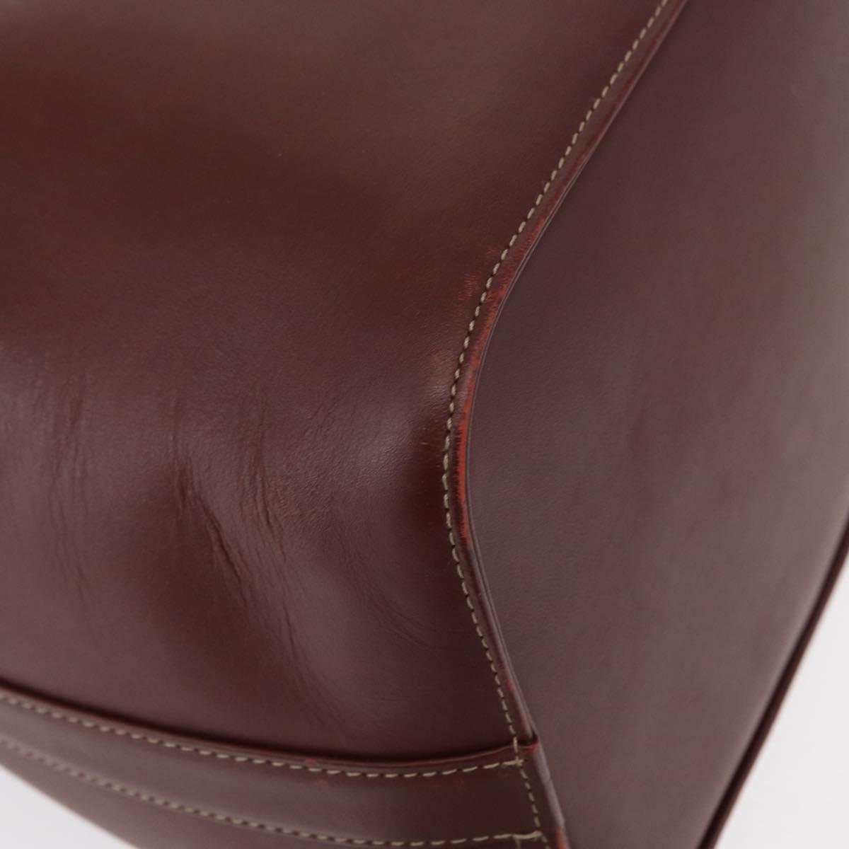 CARTIER Must Line Shoulder Bag Leather Bordeaux Gold Auth BA7822