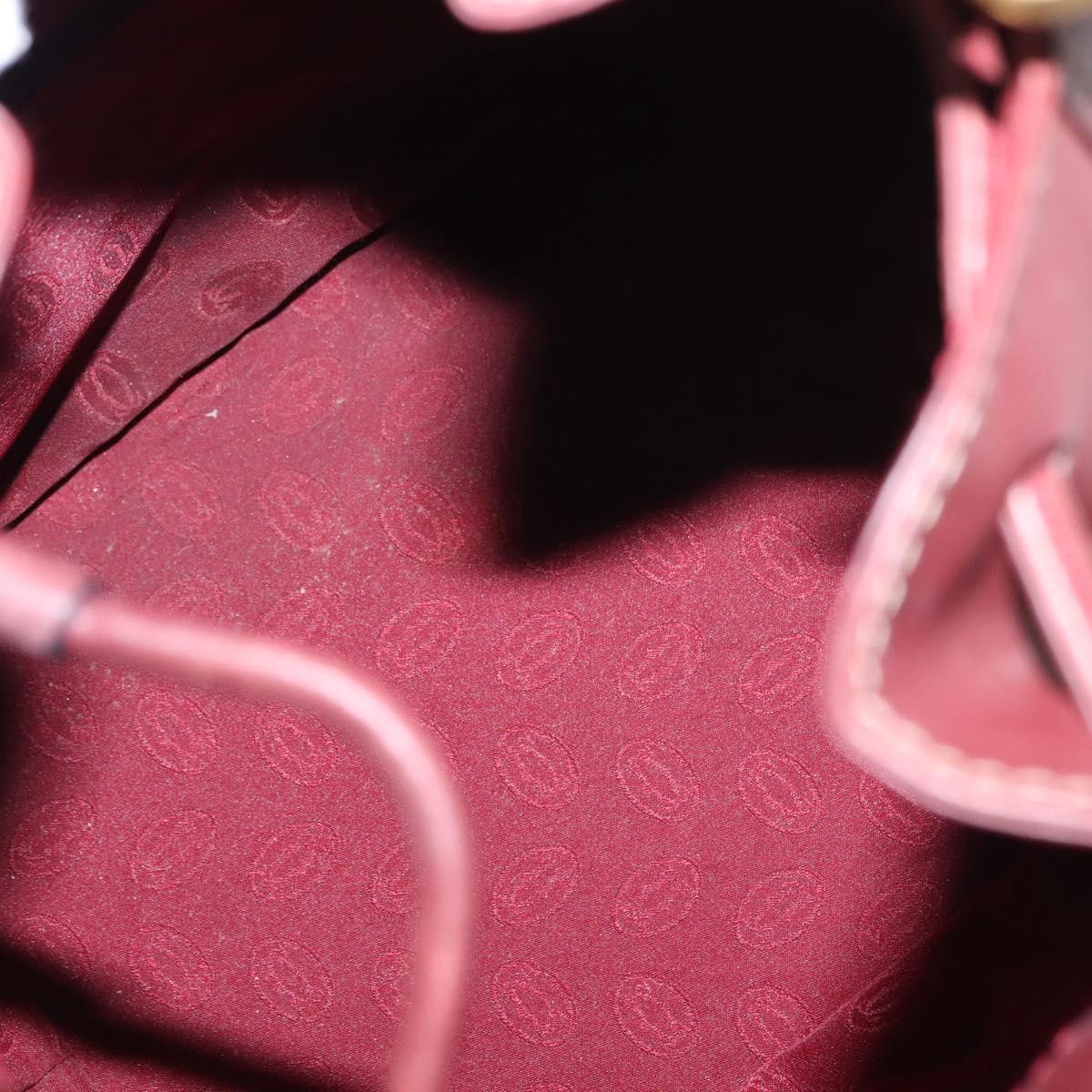 CARTIER Must Line Shoulder Bag Leather Bordeaux Gold Auth BA7822