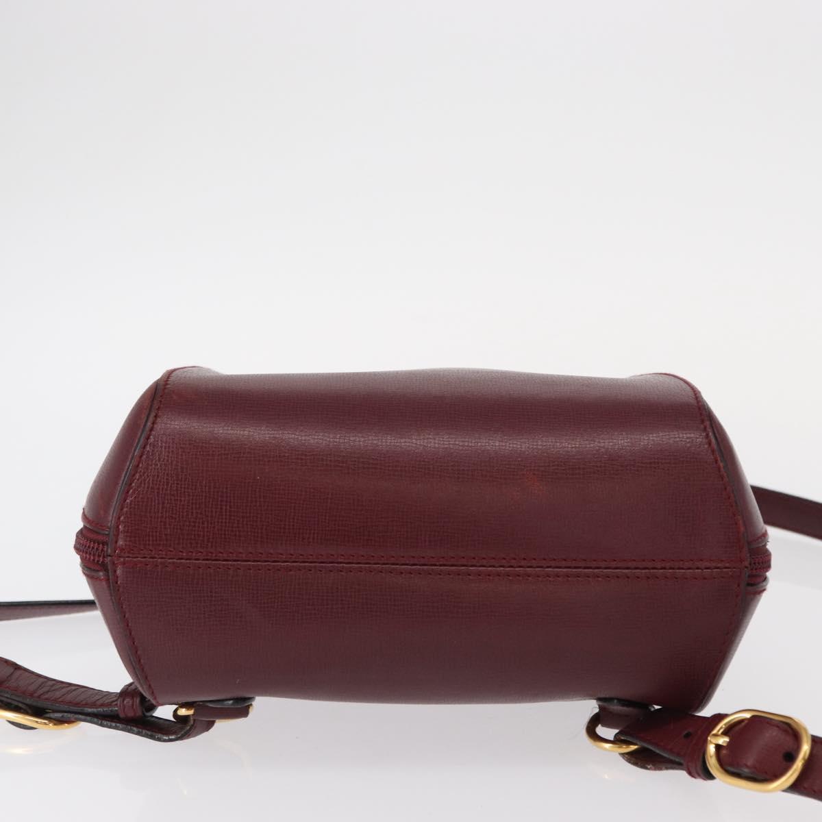 CARTIER Backpack Leather Bordeaux Gold Auth BA7824