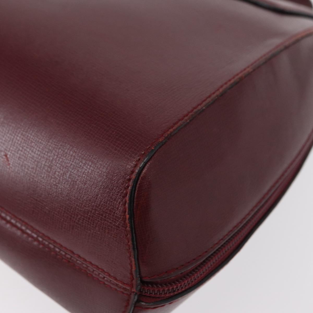 CARTIER Backpack Leather Bordeaux Gold Auth BA7824