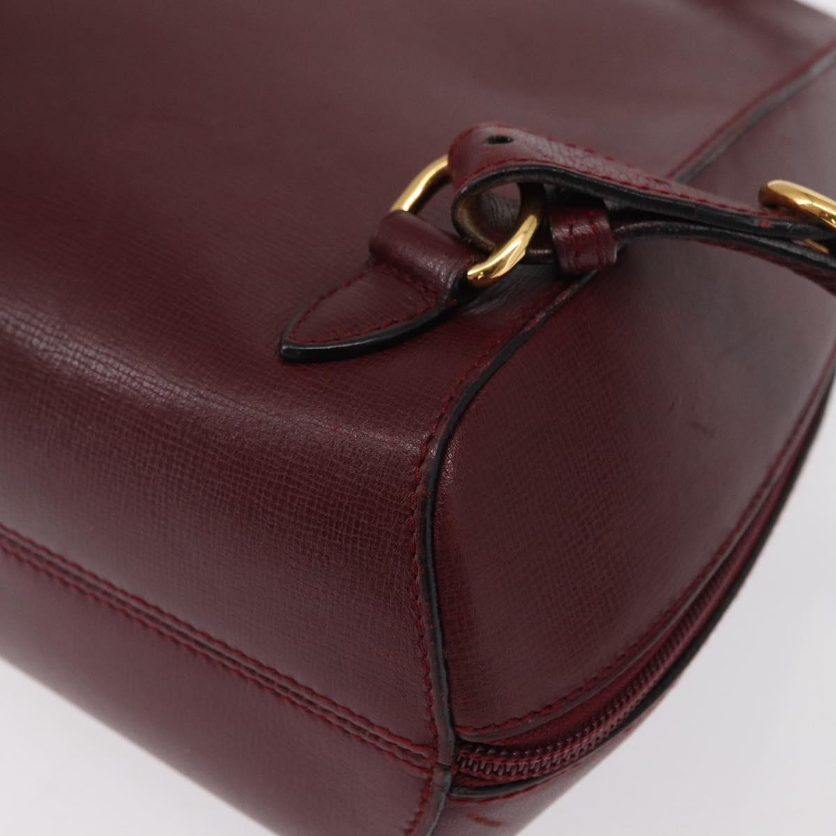 CARTIER Backpack Leather Bordeaux Gold Auth BA7824