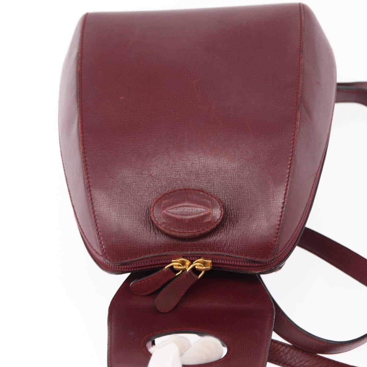 CARTIER Backpack Leather Bordeaux Gold Auth BA7824