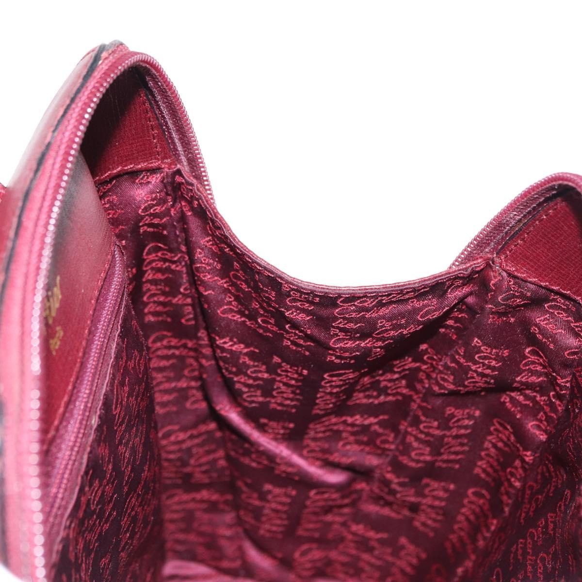 CARTIER Backpack Leather Bordeaux Gold Auth BA7824