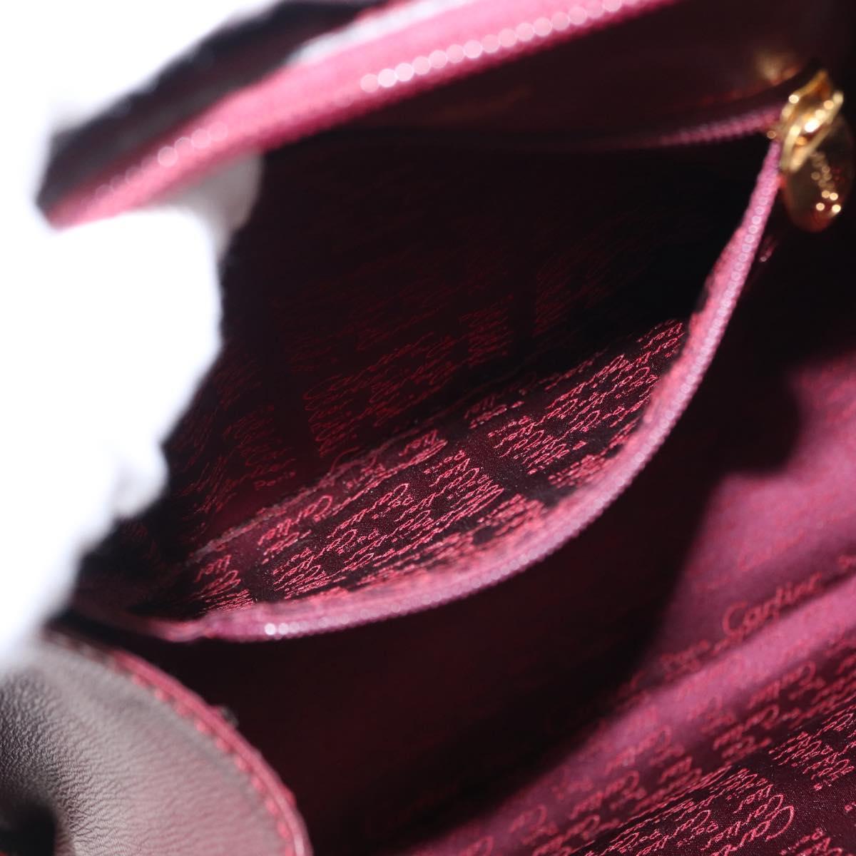 CARTIER Backpack Leather Bordeaux Gold Auth BA7824
