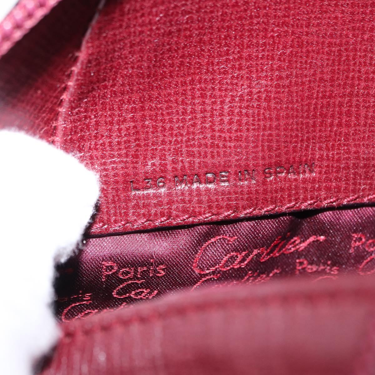 CARTIER Backpack Leather Bordeaux Gold Auth BA7824