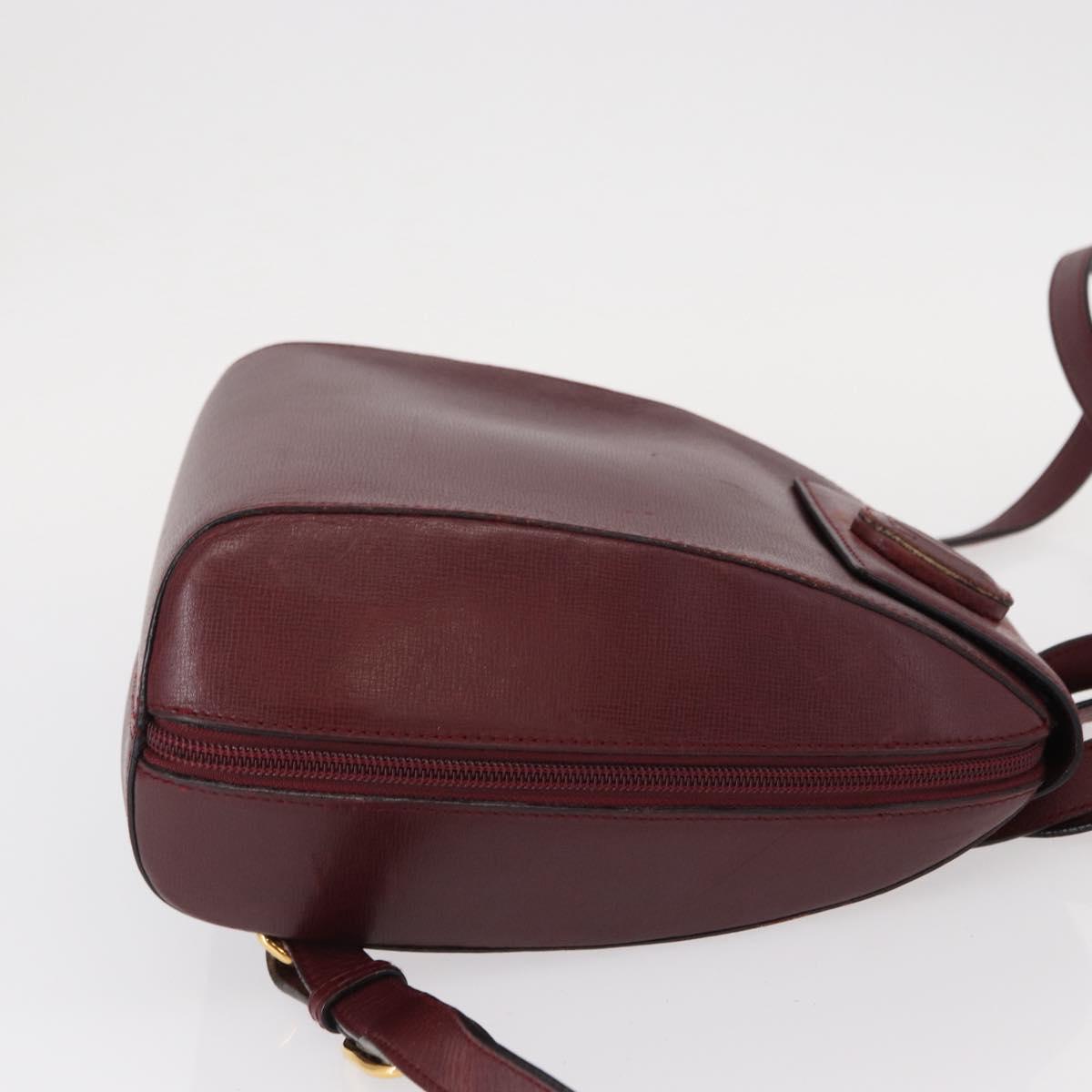 CARTIER Backpack Leather Bordeaux Gold Auth BA7824