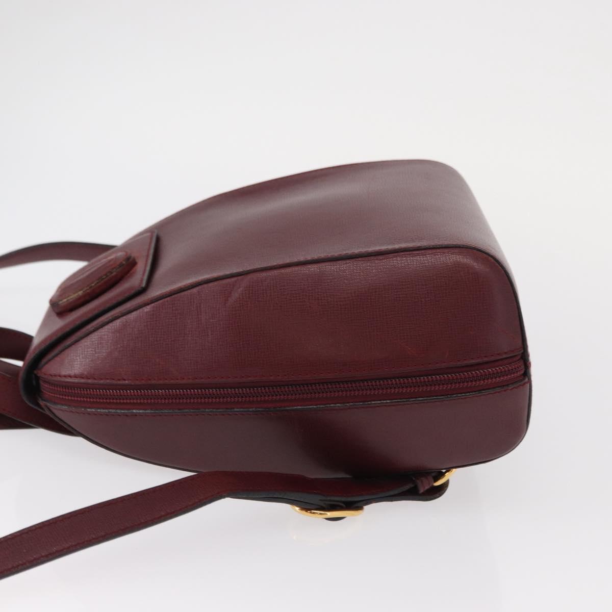 CARTIER Backpack Leather Bordeaux Gold Auth BA7824