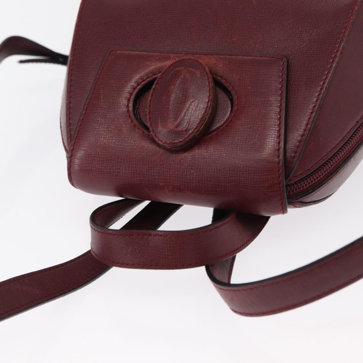 CARTIER Backpack Leather Bordeaux Gold Auth BA7824