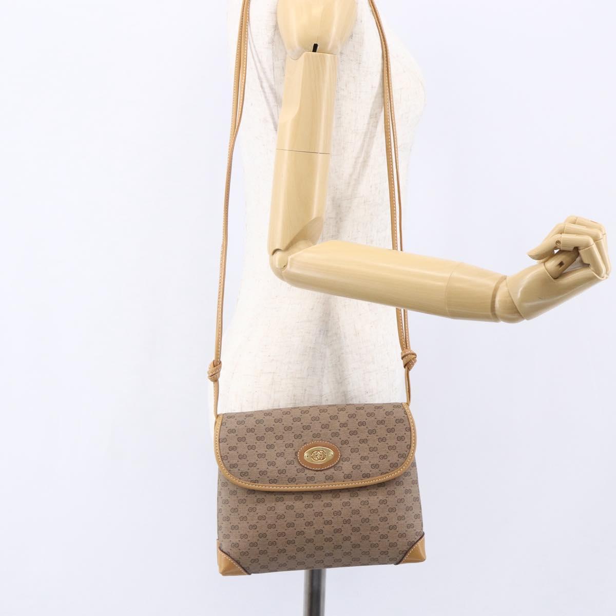 GUCCI Micro GG Supreme Shoulder Bag PVC Beige Gold 007 105 5548 Auth BA7825