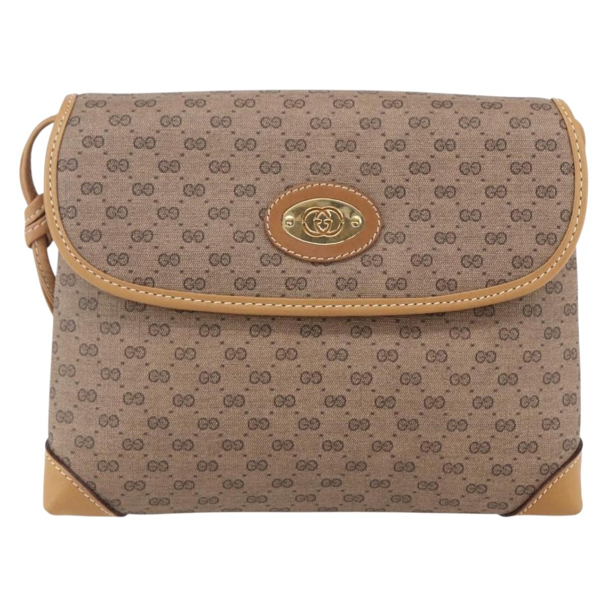 GUCCI Micro GG Supreme Shoulder Bag PVC Beige Gold 007 105 5548 Auth BA7825