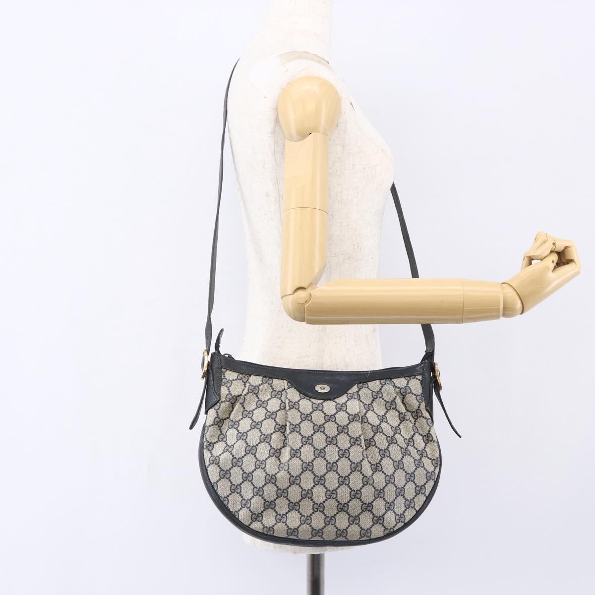 GUCCI GG Supreme Shoulder Bag PVC Navy Gold 41 02 058 Auth BA7826