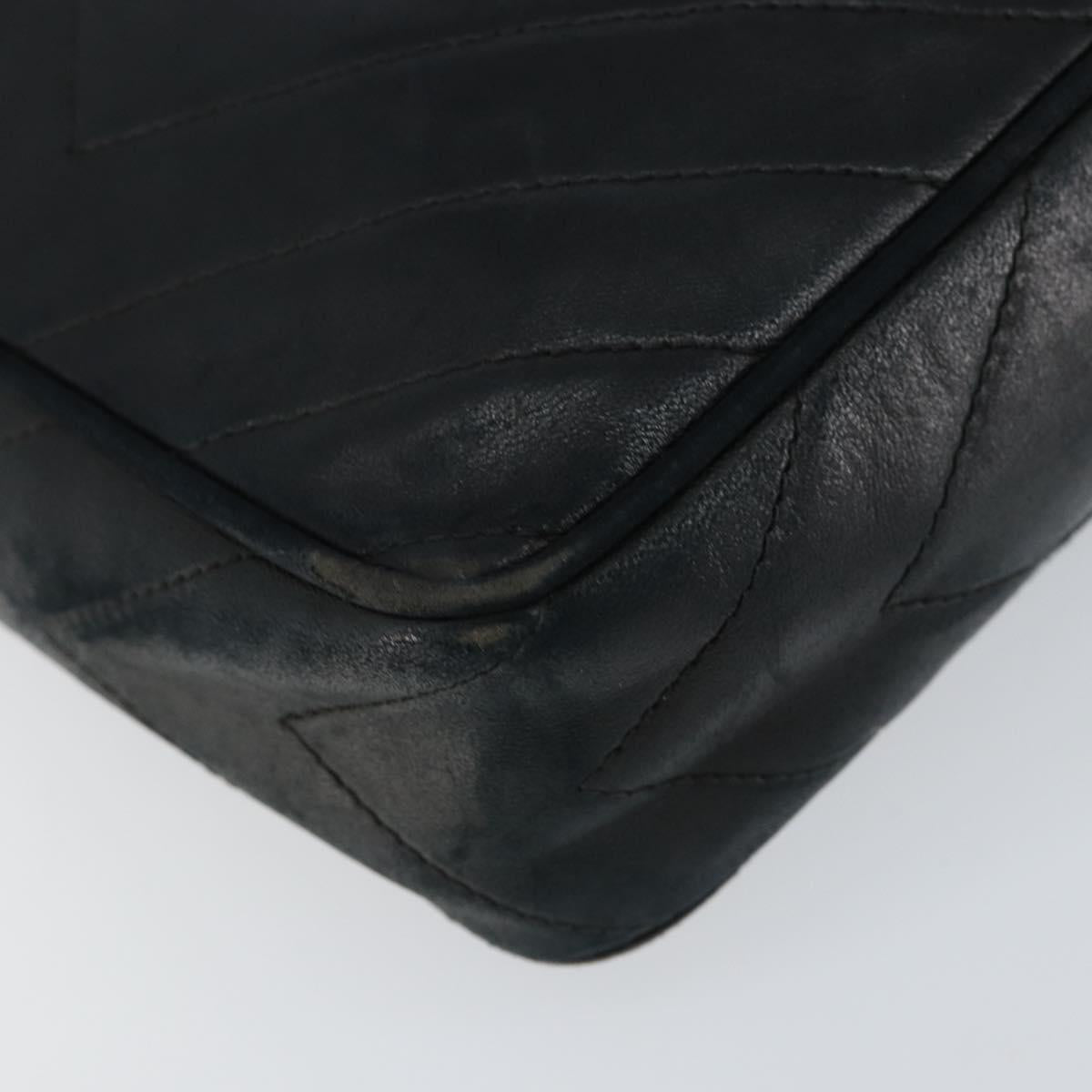 CHANEL Chain Shoulder Bag Lamb Skin Black Gold CC Auth BA7827