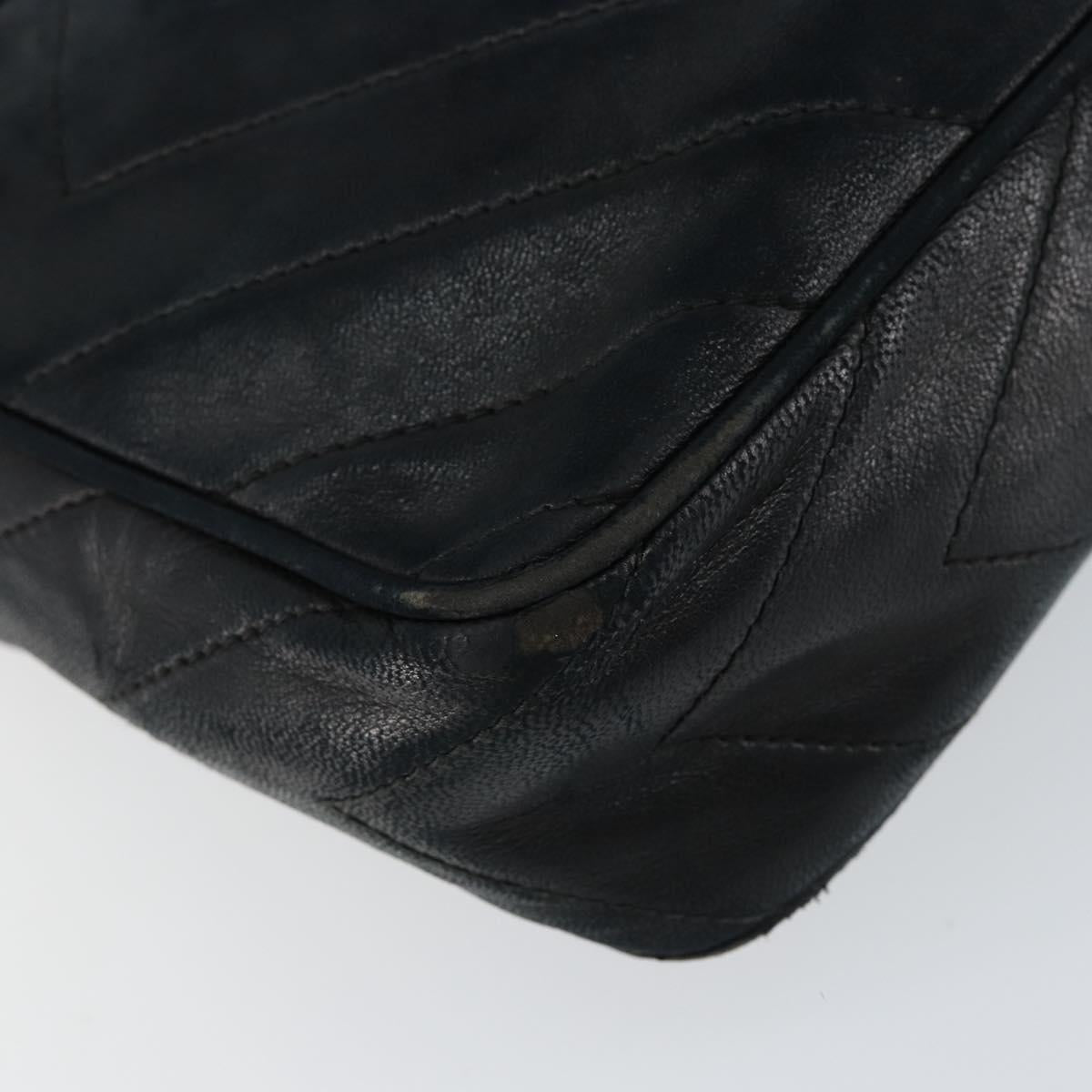 CHANEL Chain Shoulder Bag Lamb Skin Black Gold CC Auth BA7827