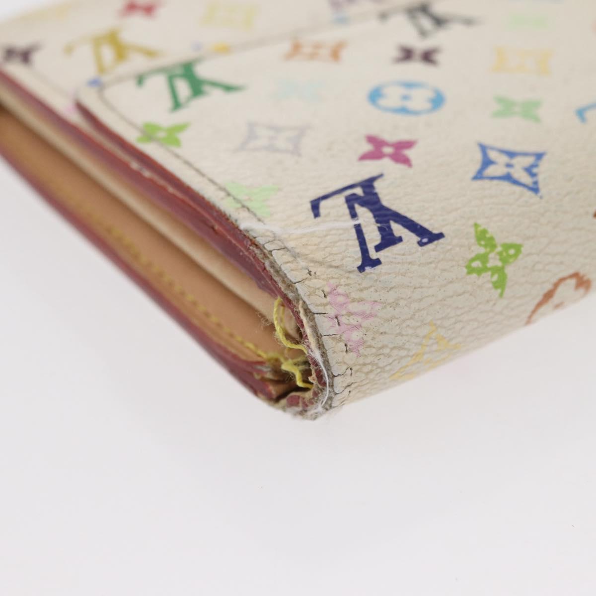 LOUIS VUITTON Monogram Multicolor Wallet 2 Set White Black LV Auth BA7831