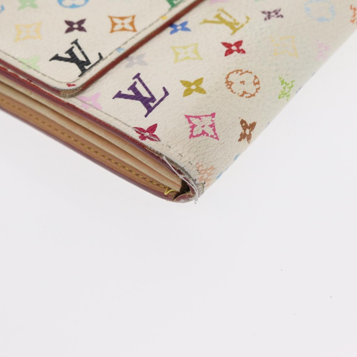 LOUIS VUITTON Monogram Multicolor Wallet 2 Set White Black LV Auth BA7831