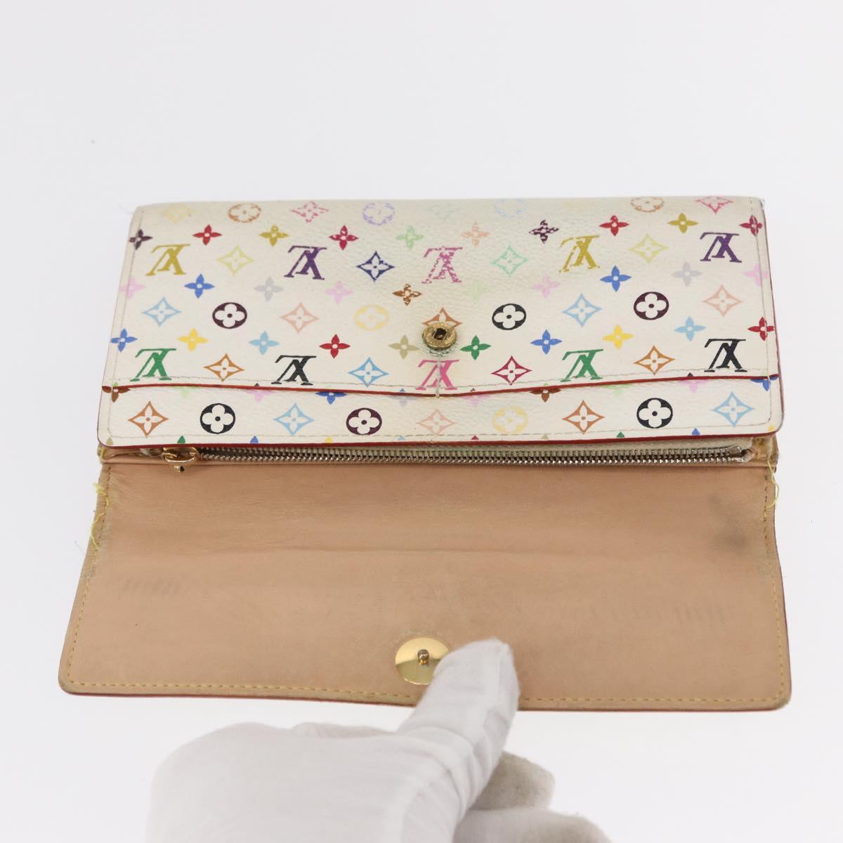 LOUIS VUITTON Monogram Multicolor Wallet 2 Set White Black LV Auth BA7831