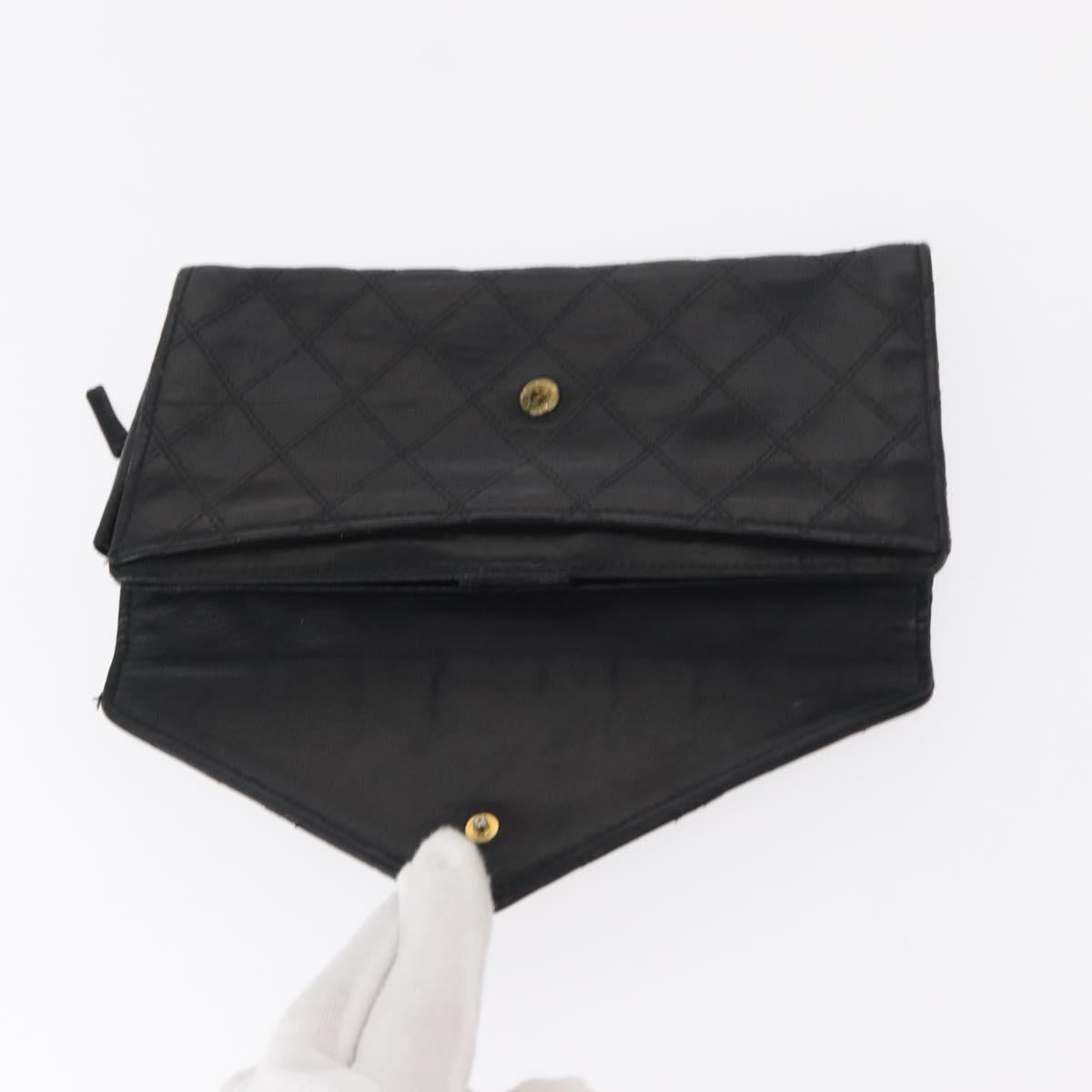 CHANEL Wallet Leather 5 Set Beige Black CC Auth BA7834