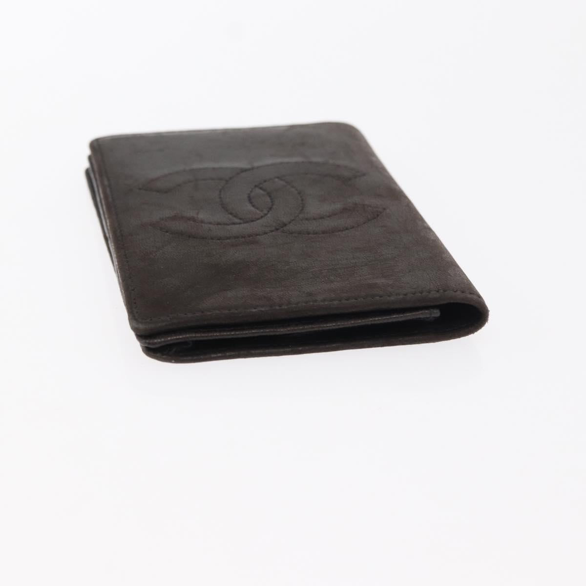 CHANEL Wallet Leather 5 Set Beige Black CC Auth BA7834