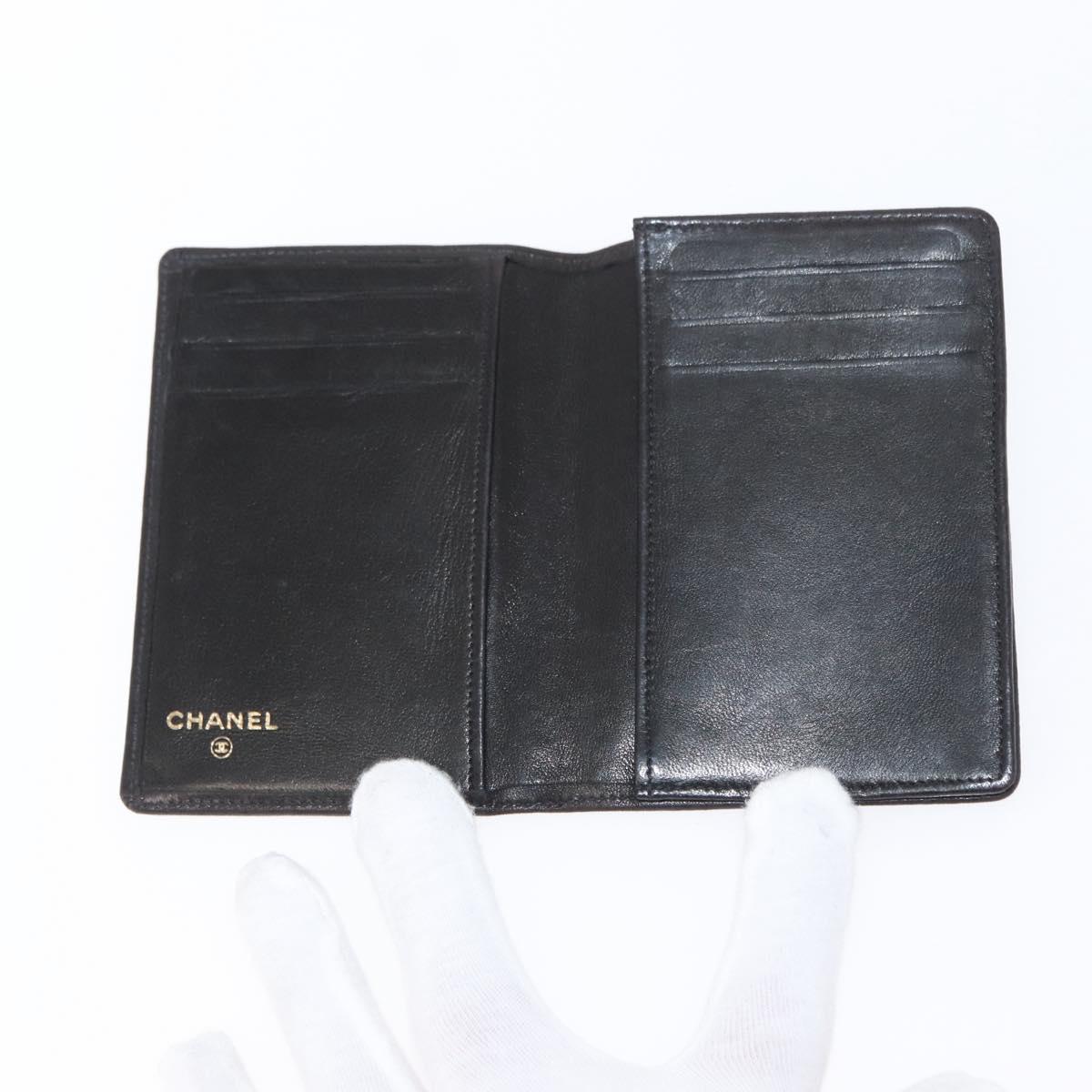 CHANEL Wallet Leather 5 Set Beige Black CC Auth BA7834