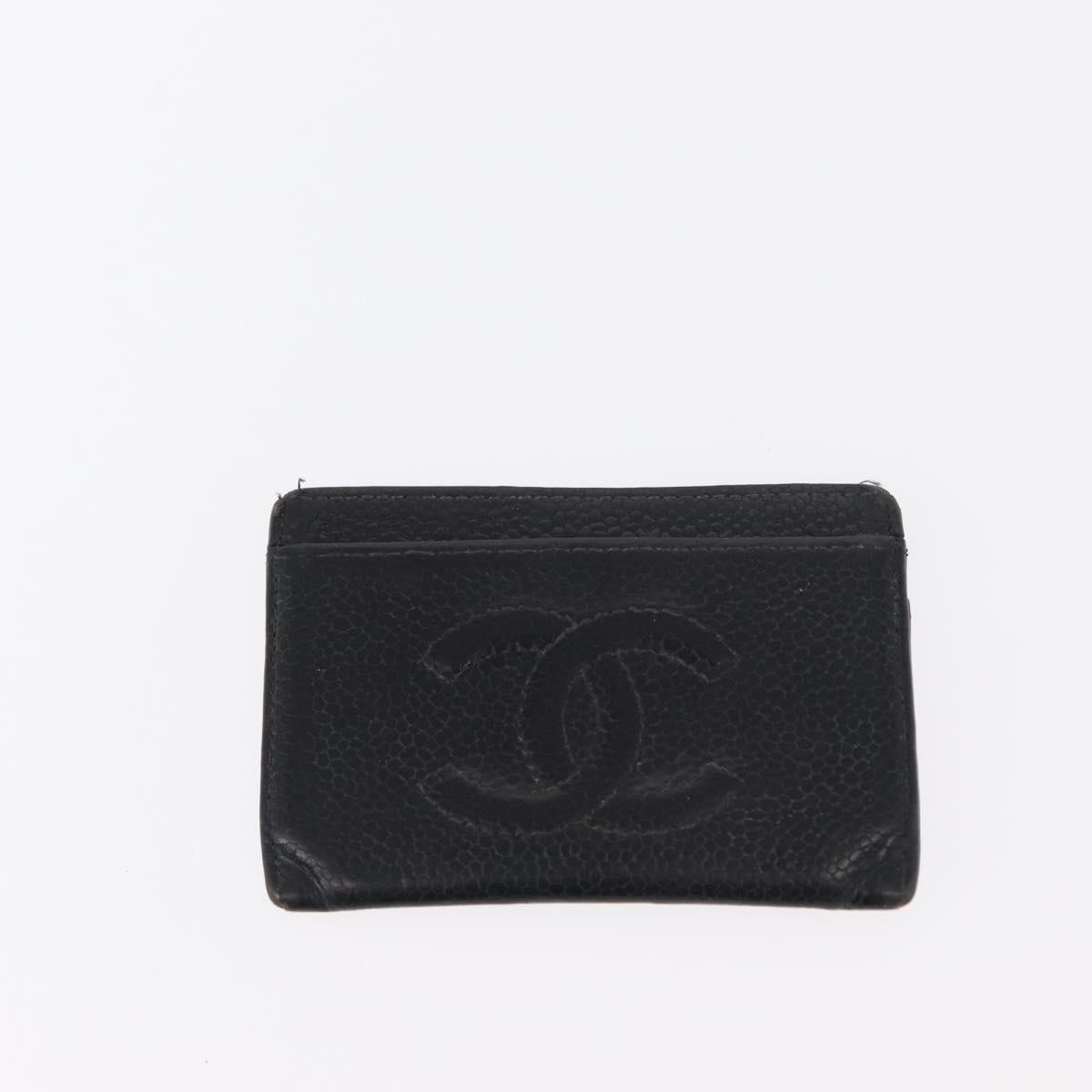 CHANEL Wallet Leather 5 Set Beige Black CC Auth BA7834