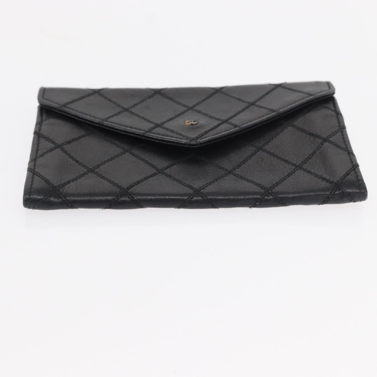 CHANEL Wallet Leather 5 Set Beige Black CC Auth BA7834