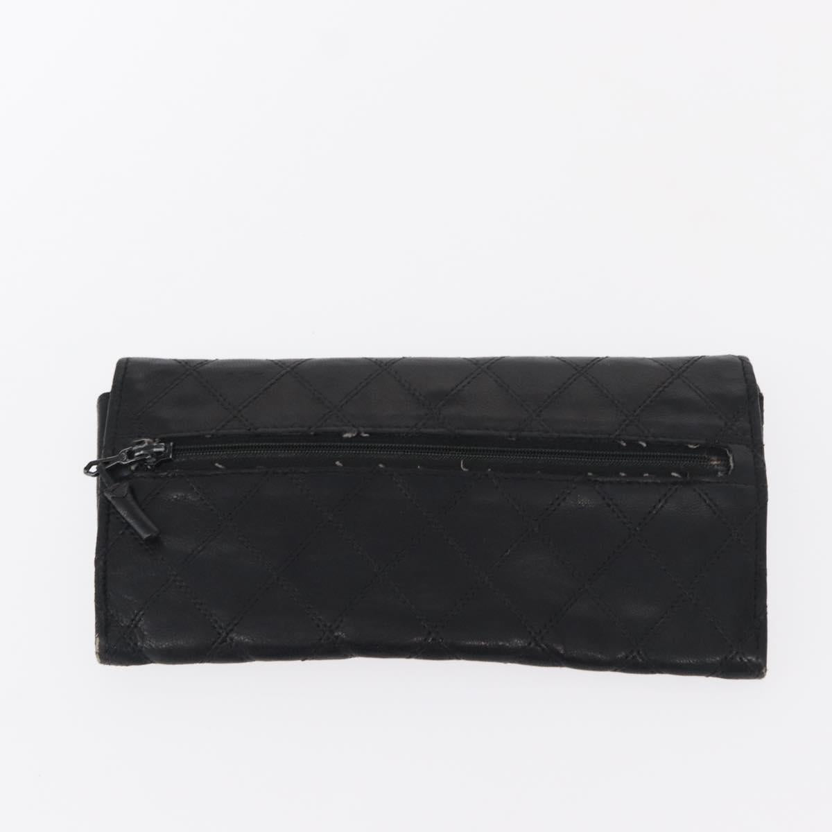 CHANEL Wallet Leather 5 Set Beige Black CC Auth BA7834