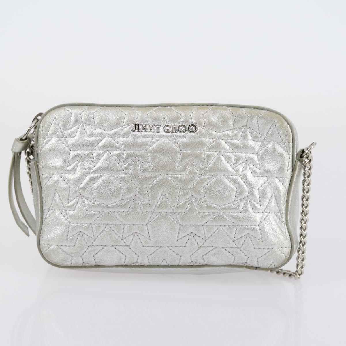 Jimmy Choo Shoulder Bag Leather 2 Set Black Silver Auth BA7835