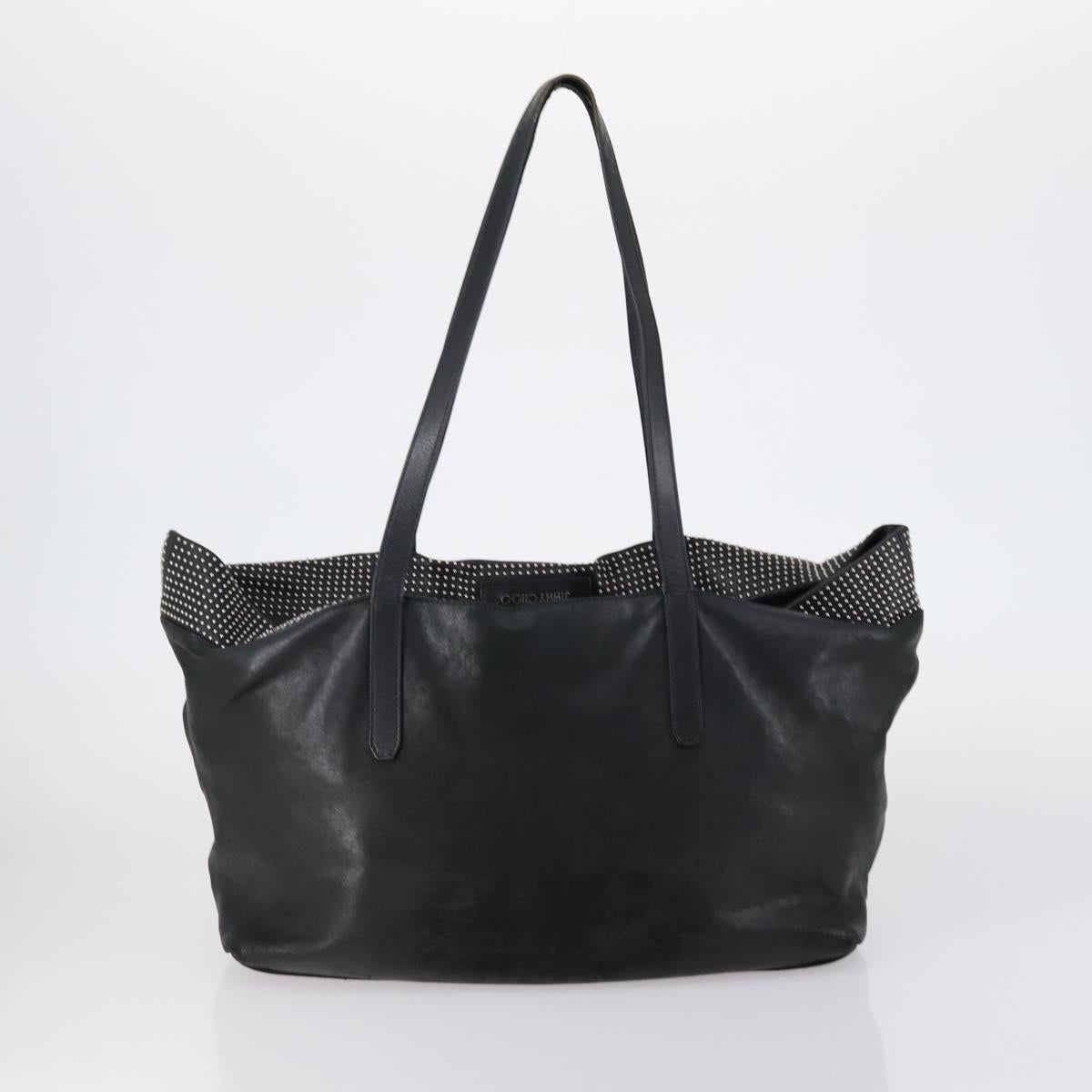 Jimmy Choo Shoulder Bag Leather 2 Set Black Silver Auth BA7835