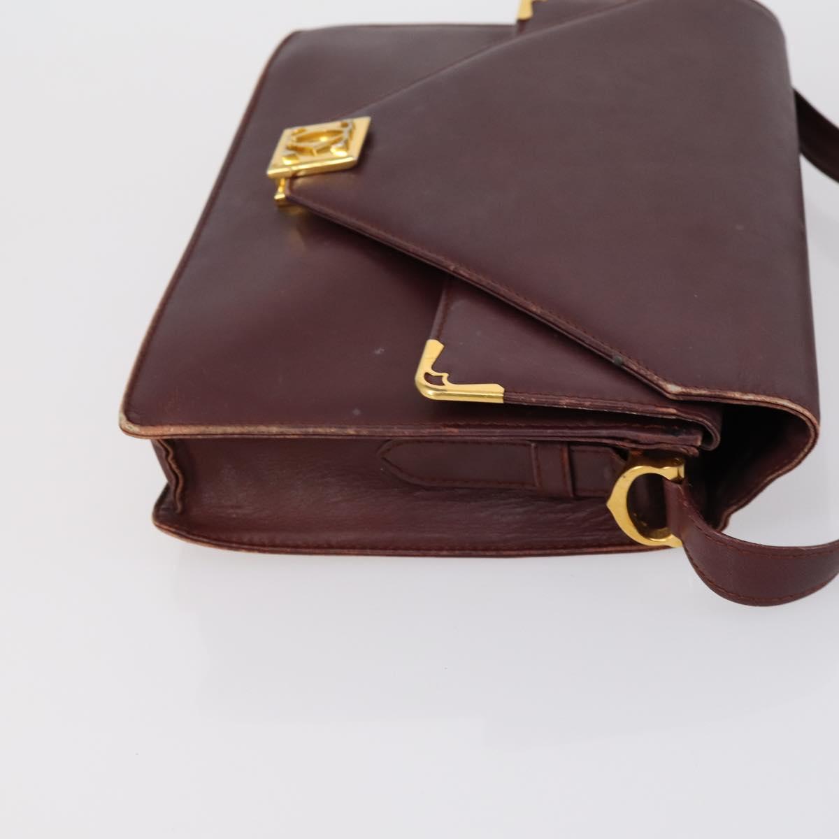 CARTIER Must Line Shoulder Bag Leather 2 Set Bordeaux Auth BA7836