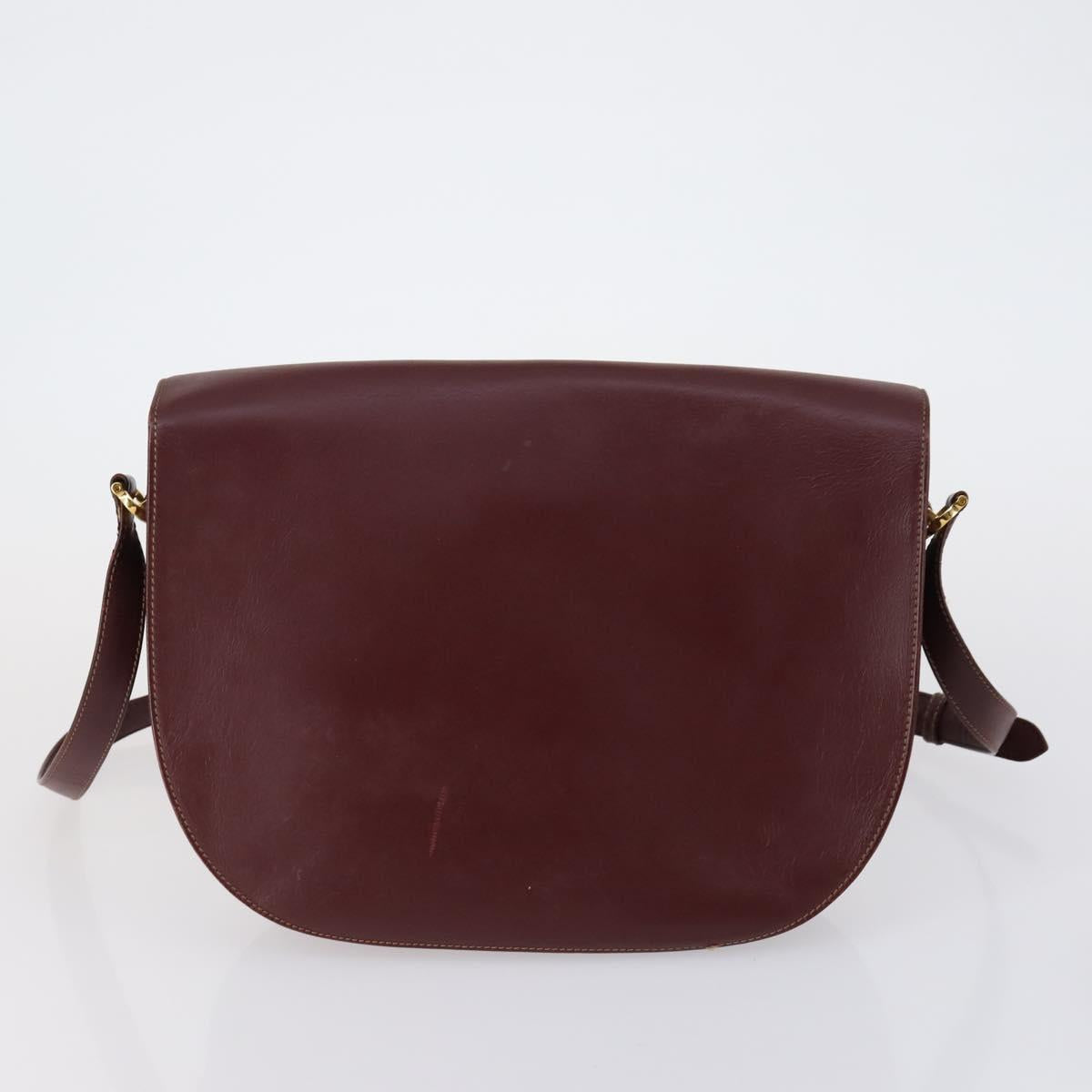 CARTIER Must Line Shoulder Bag Leather 2 Set Bordeaux Auth BA7836