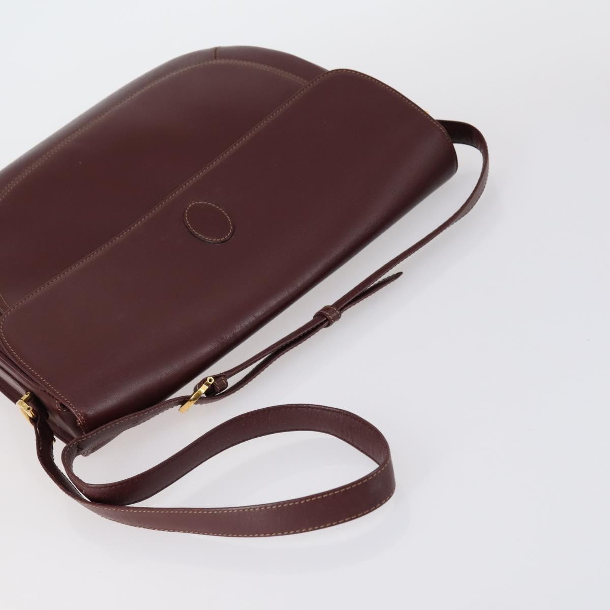 CARTIER Must Line Shoulder Bag Leather 2 Set Bordeaux Auth BA7836