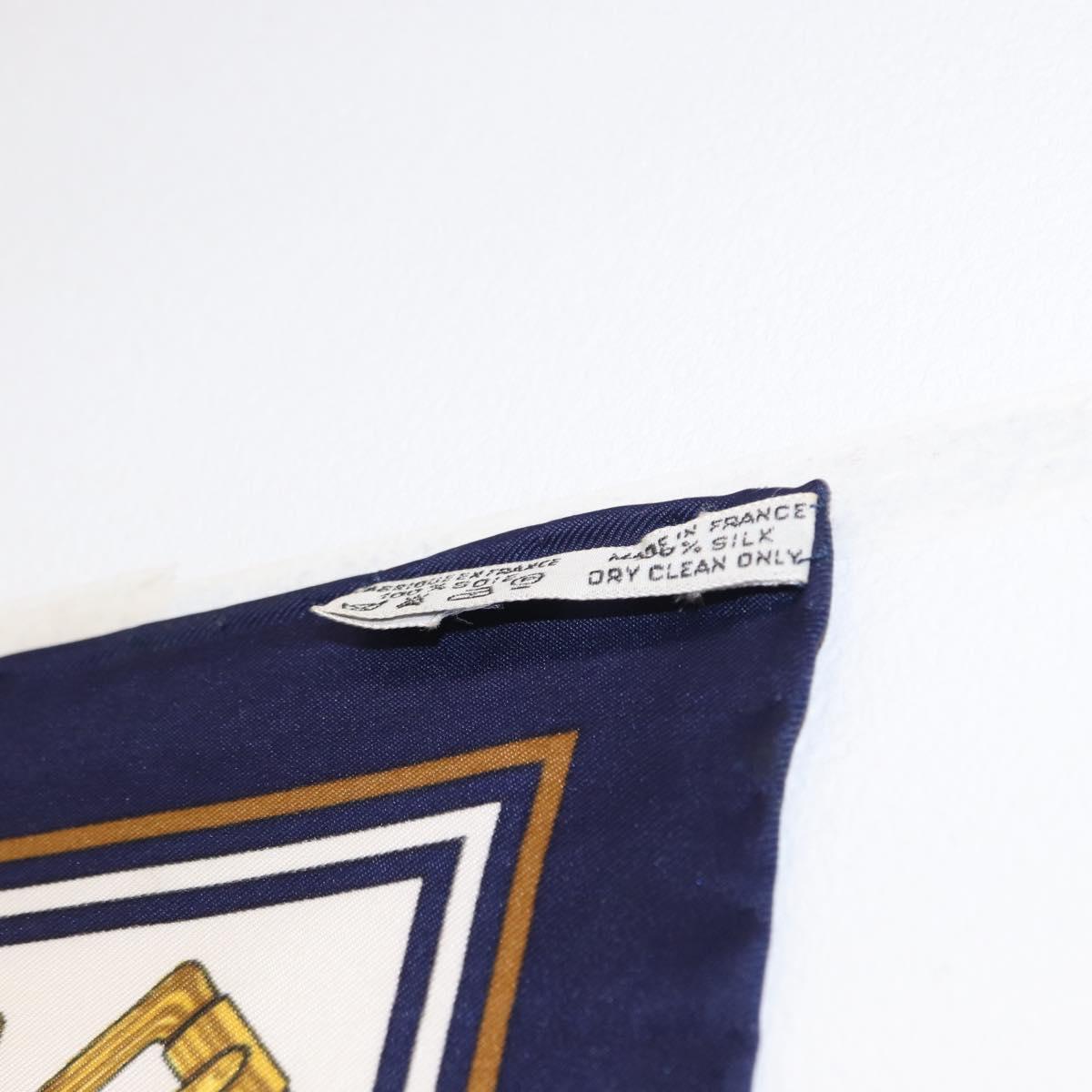 HERMES Carre 90 Scarf Silk ""J.METZ"" Navy Auth BA7837