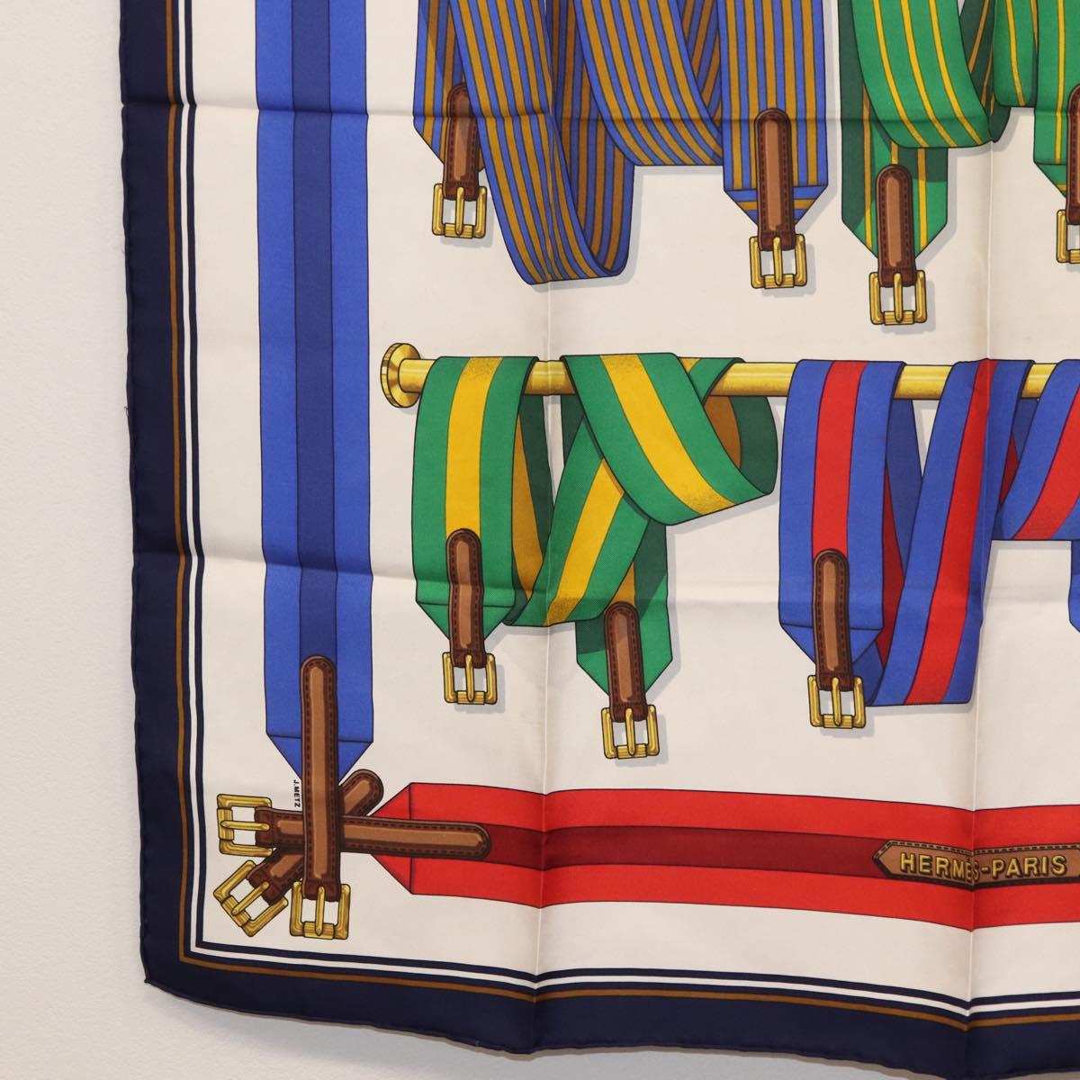 HERMES Carre 90 Scarf Silk ""J.METZ"" Navy Auth BA7837