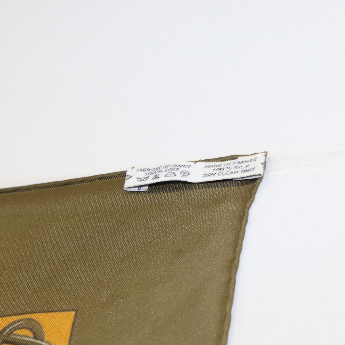 HERMES Carre 90 Scarf Silk ""GRONLAND"" Khaki Auth BA7838