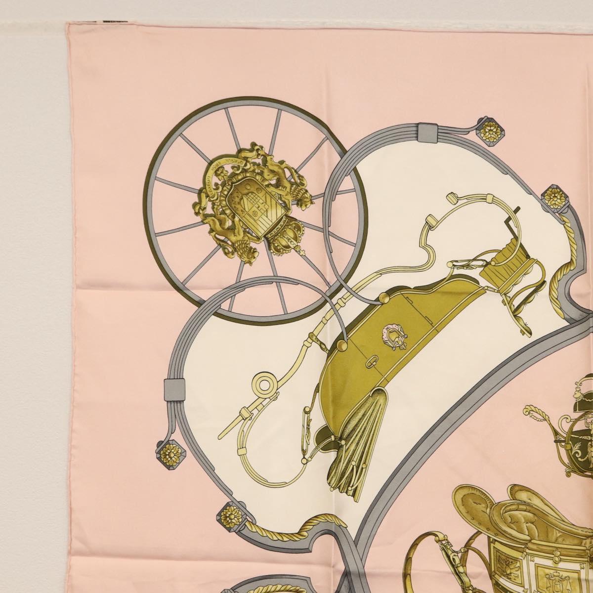 HERMES Carre 90 Scarf Silk ""SPRINGS"" Pink Auth BA7839