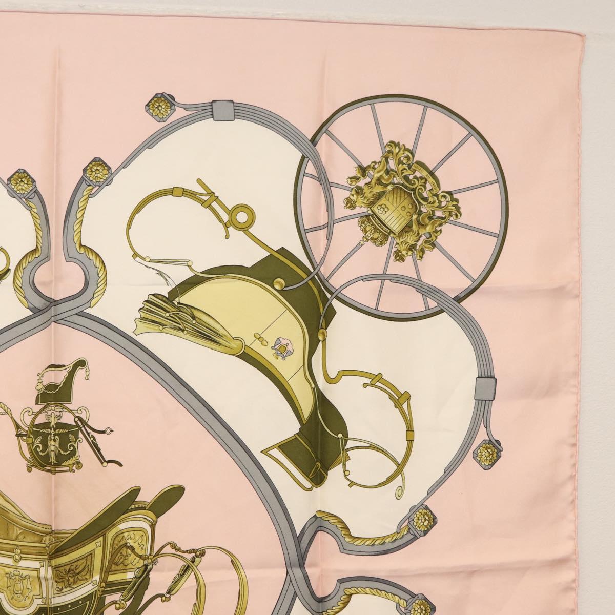 HERMES Carre 90 Scarf Silk ""SPRINGS"" Pink Auth BA7839