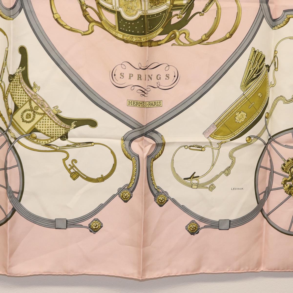 HERMES Carre 90 Scarf Silk ""SPRINGS"" Pink Auth BA7839