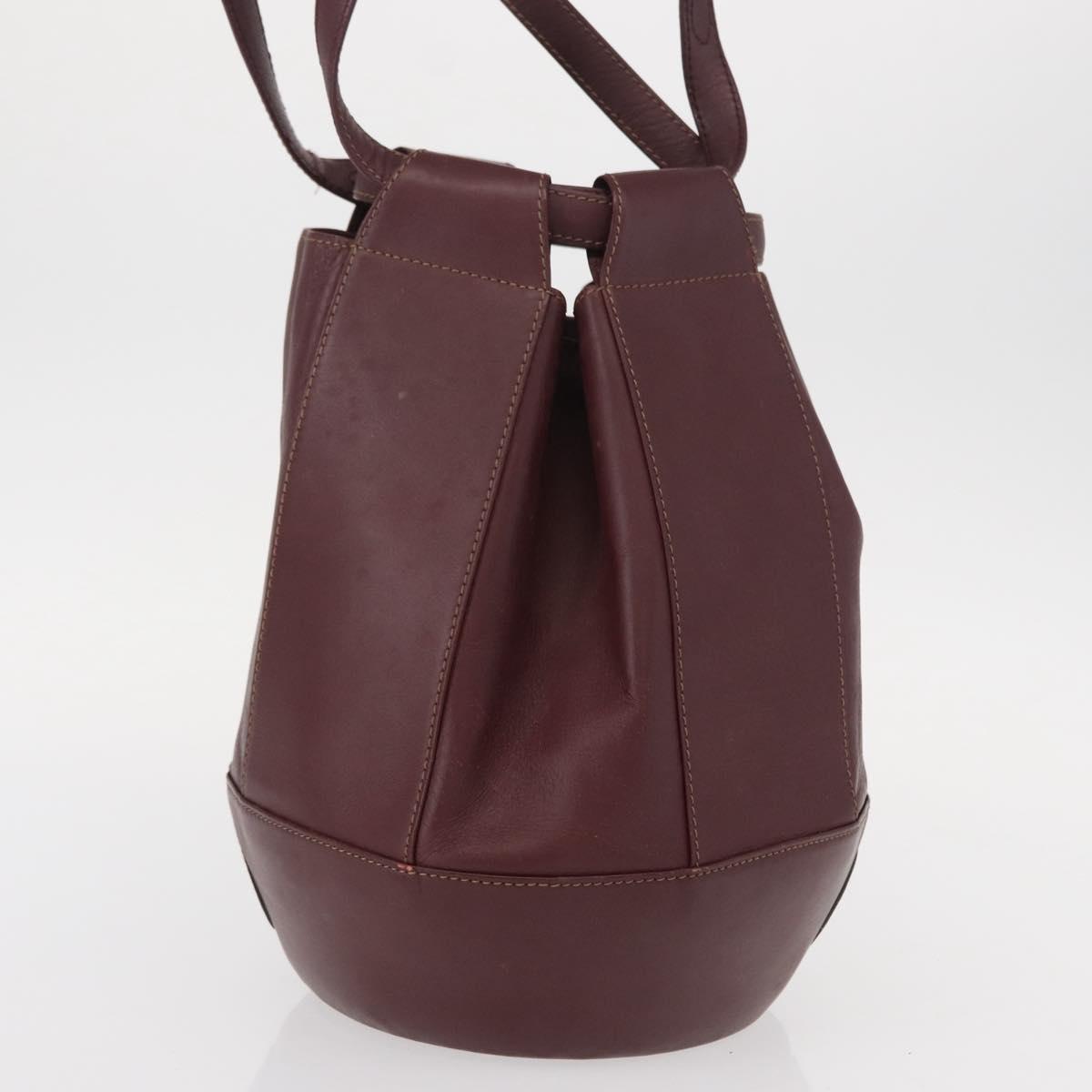 CARTIER Must Line Shoulder Bag Leather Bordeaux Gold Auth BA7848