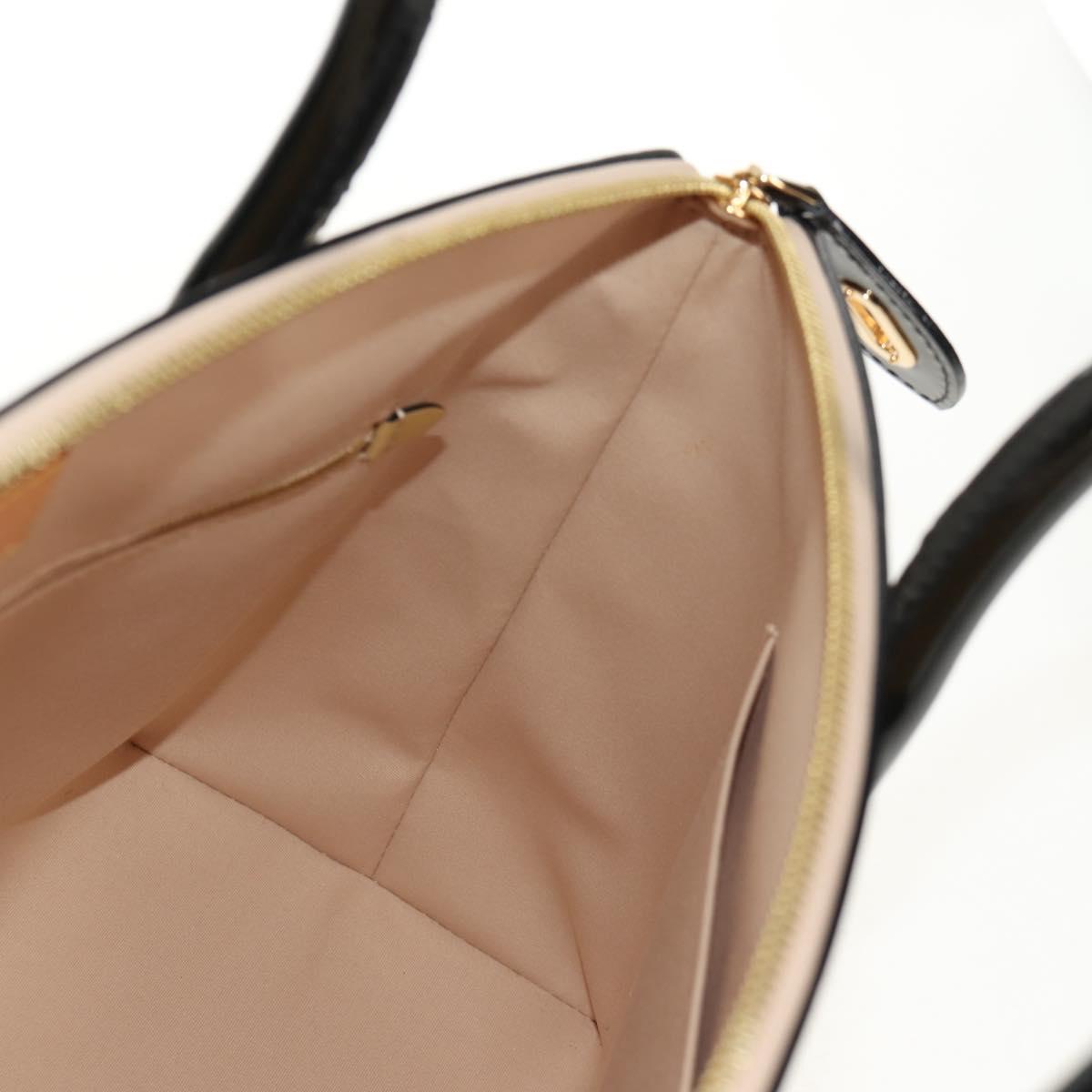 LOUIS VUITTON Monogram Vernis Lockit PM Tote Bag Beige Black M90251 Auth BA7933M